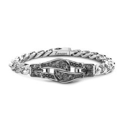 Bracelets | Zancan Gioielli Zancan Silver Curb Chain Bracelet With Buckle And Black Stones. 19