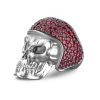 Bagues | Zancan Gioielli Zancan Silver Skull Ring With Red Stones. 18