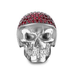 Bagues | Zancan Gioielli Zancan Silver Skull Ring With Red Stones. 18