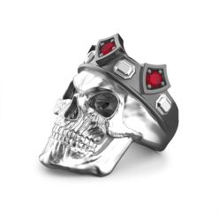 Bagues | Zancan Gioielli Zancan Silver And Black Stone King Skull Ring. Rouge