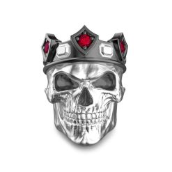 Bagues | Zancan Gioielli Zancan Silver And Black Stone King Skull Ring. Rouge