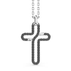 Colliers | Zancan Gioielli Zancan Silver Necklace With Cross Pendant And Black Stones.