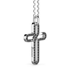 Colliers | Zancan Gioielli Zancan Silver Necklace With Cross Pendant And Black Stones.