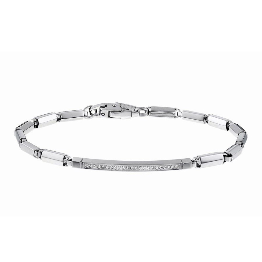 Bracelets | Zancan Gioielli Zancan Steel Bracelet With White Stones.