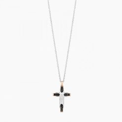 Colliers | Zancan Gioielli Zancan White Gold Necklace With Cross And Diamonds.