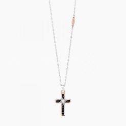 Colliers | Zancan Gioielli Zancan White Gold Necklace With Cross And Diamonds.