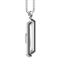 Colliers | Zancan Gioielli Collier Zancan En Argent Avec Pendentif Plaque Et Pierres. Noir