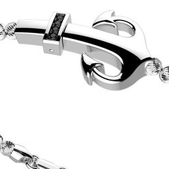 Bracelets | Zancan Gioielli Zancan Silver Beads Bracelet With Anchor And Black Stones. Classique