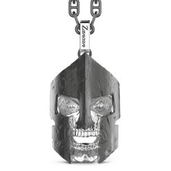 Colliers | Zancan Gioielli Zancan Silver Necklace With Spartan Skull Pendant. Noir