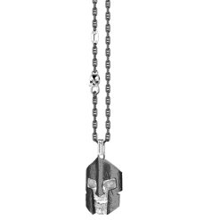 Colliers | Zancan Gioielli Zancan Silver Necklace With Spartan Skull Pendant. Noir