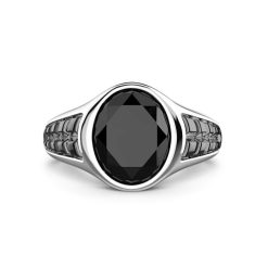 Bagues | Zancan Gioielli Zancan Silver Signet Ring With Oval Onyx Stone. 18