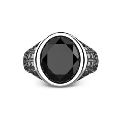 Bagues | Zancan Gioielli Zancan Silver Ring With Black Stone. 18