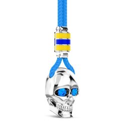 Colliers | Zancan Gioielli Zancan Kevlar Necklace With Silver Skull Pendant. Bleu Clair