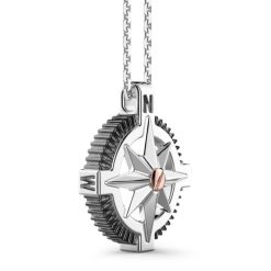 Colliers | Zancan Gioielli Zancan Silver Necklace With Wind Rose And Rose Gold Screw