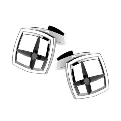 Boutons De Manchette | Zancan Gioielli Zancan Silver Cufflinks With Black Stone.