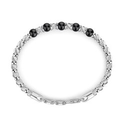 Bracelets | Zancan Gioielli Zancan Soft Bracelet With Silver Beads And Hard Natural Stones. Noir