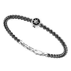 Bracelets | Zancan Gioielli Zancan Silver Bracelet With Spheres And Wind Rose. Placage Rhodium Noir