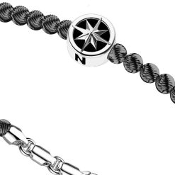 Bracelets | Zancan Gioielli Zancan Silver Bracelet With Spheres And Wind Rose. Placage Rhodium Noir