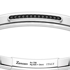 Bracelets | Zancan Gioielli Zancan Silver Bracelet With 18K Gold Inserts, Stones And Silicone. 19