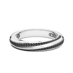 Bagues | Zancan Gioielli Zancan Silver And Black Stone Band Ring. 18