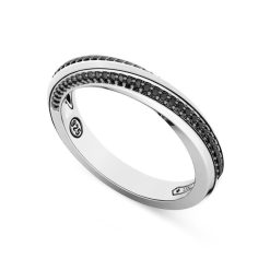 Bagues | Zancan Gioielli Zancan Silver And Black Stone Band Ring. 18