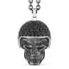 Colliers | Zancan Gioielli Zancan Burnished Silver Necklace With Biker Skull Pendant With Black Stones.