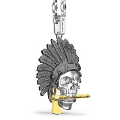 Colliers | Zancan Gioielli Zancan Silver Necklace With Native American Skull. Noir