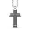 Colliers | Zancan Gioielli Zancan Burnished Silver Necklace With Cross Pendant And Black Stones.