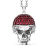 Colliers | Zancan Gioielli Zancan Silver Necklace With Biker Skull Pendant With Red Stones.