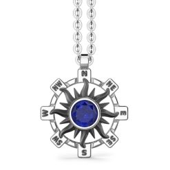 Colliers | Zancan Gioielli Zancan Silver Necklace With Sun Pendant And Blue Stone.