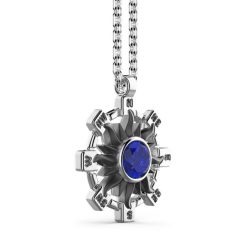 Colliers | Zancan Gioielli Zancan Silver Necklace With Sun Pendant And Blue Stone.