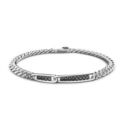 Bracelets | Zancan Gioielli Zancan Silver Curb Chain Bracelet With Black Stones. 20