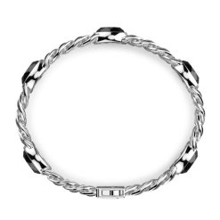 Bracelets | Zancan Gioielli Zancan Silver Curb Chain Bracelet With Striated Black Finish And Onyx Stone.