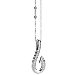 Colliers | Zancan Gioielli Zancan Silver Necklace With Hook Pendant And Stones.