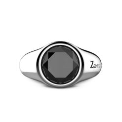 Bagues | Zancan Gioielli Zancan Round Silver Signet Ring With Onyx Stone. 18