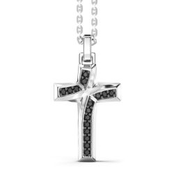 Colliers | Zancan Gioielli Zancan Silver Necklace With Cross Pendant And Black Stones.