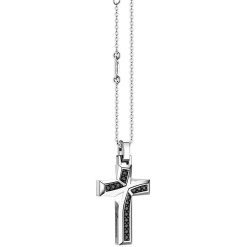 Colliers | Zancan Gioielli Zancan Silver Necklace With Cross Pendant And Black Stones.