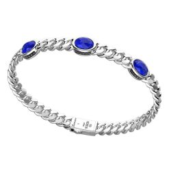 Bracelets | Zancan Gioielli Zancan Silver Curb Chain Bracelet With Lapis Lazuli Stones.