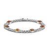 Bracelets | Zancan Gioielli Zancan Silver Curb Chain Bracelet With Tiger'S Eye Stones.