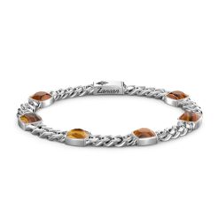 Bracelets | Zancan Gioielli Zancan Silver Curb Chain Bracelet With Tiger'S Eye Stones.