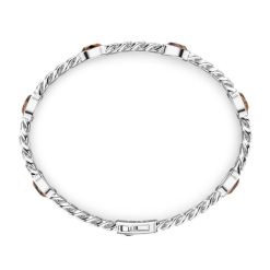 Bracelets | Zancan Gioielli Zancan Silver Curb Chain Bracelet With Tiger'S Eye Stones.