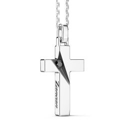 Colliers | Zancan Gioielli Zancan Silver Necklace With Cross Pendant And Black Stones.