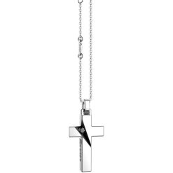 Colliers | Zancan Gioielli Zancan Silver Necklace With Cross Pendant And Black Stones.