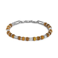 Bracelets | Zancan Gioielli Zancan Soft Bracelet With Silver Beads And Hard Natural Stones. Marron