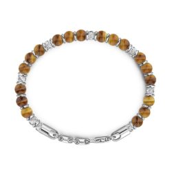 Bracelets | Zancan Gioielli Zancan Soft Bracelet With Silver Beads And Hard Natural Stones. Marron