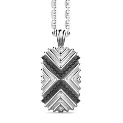 Colliers | Zancan Gioielli Zancan Silver Necklace With Tag Pendant And Black Stones.