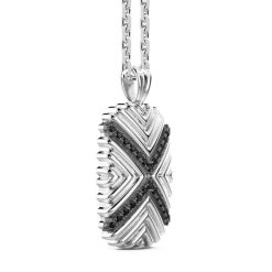 Colliers | Zancan Gioielli Zancan Silver Necklace With Tag Pendant And Black Stones.