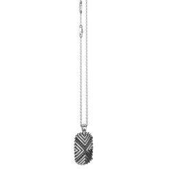 Colliers | Zancan Gioielli Zancan Silver Necklace With Tag Pendant And Black Stones.