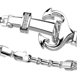 Bracelets | Zancan Gioielli Zancan Bracelet With Silver Anchor And Stones. Blanc