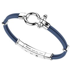 Bracelets | Zancan Gioielli Zancan Kevlar Bracelet With Silver Nautical Shackle. Bleu Aviateur